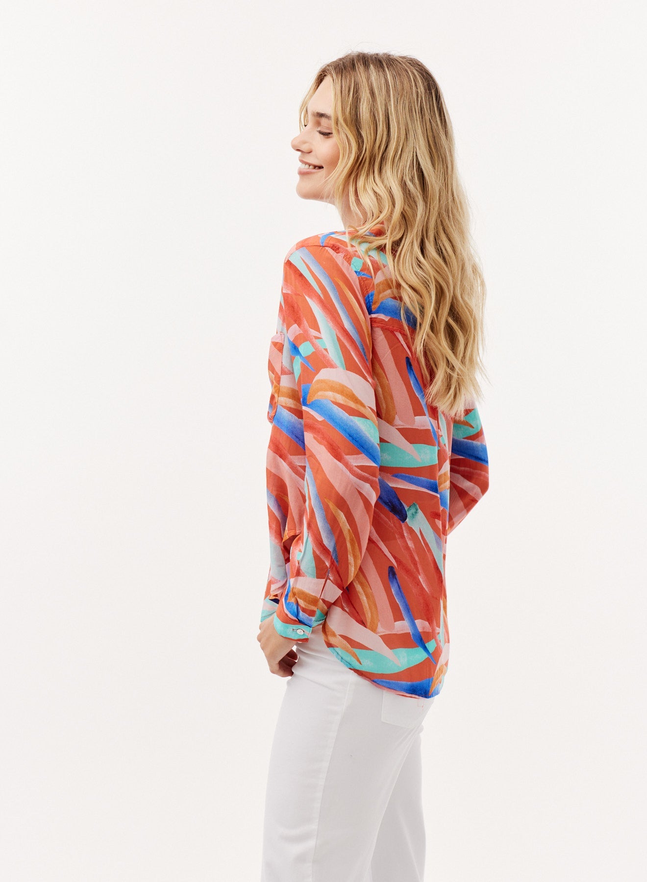 Rounded Hem Button Down Shirt | Paradiso Print