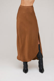 Asymmetric Side Slit Bias Skirt - Twilight Gold