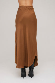 Asymmetric Side Slit Bias Skirt - Twilight Gold