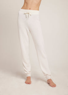 Cashmere Wide Rib Jogger - Pearl White