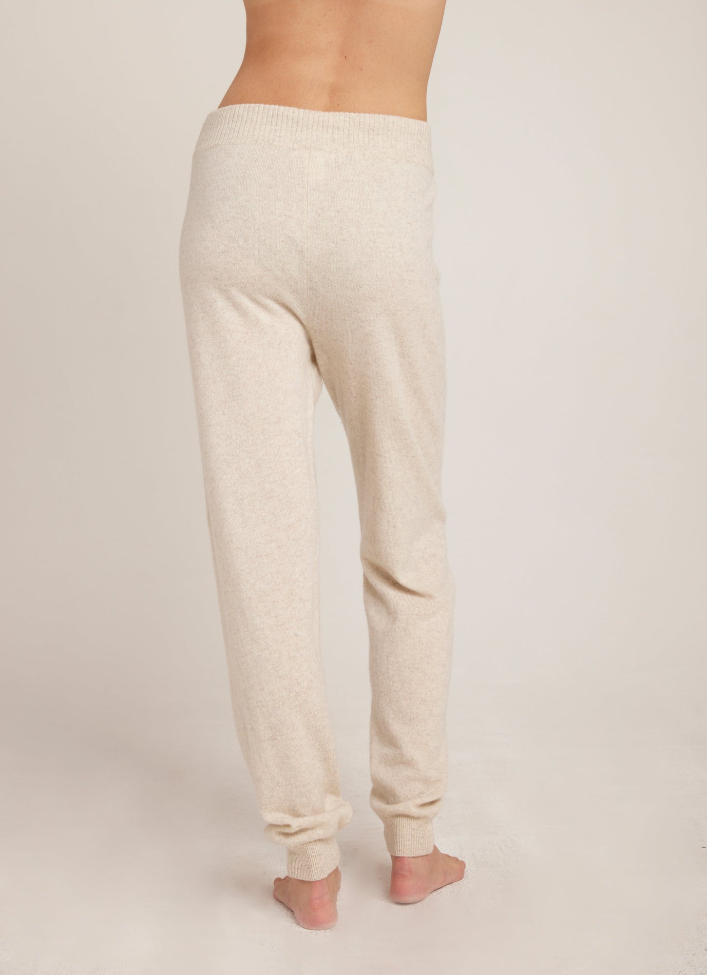 Cashmere Wide Rib Jogger - Soft Nude