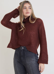 Brea A-Line Turtleneck Sweater  - Amber Brown