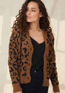 Sweater Cardigan - Golden Topaz Animal Print