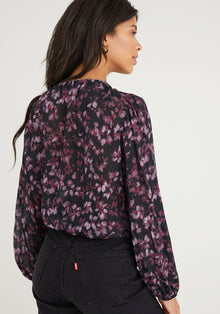 Elastic Shirred Top - Currant Floral Print