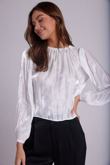 Elastic Shirred Top - White Shimmer