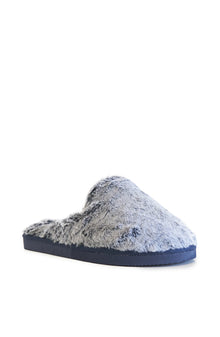 Faux Fur Lounge Slippers - Navy Frost