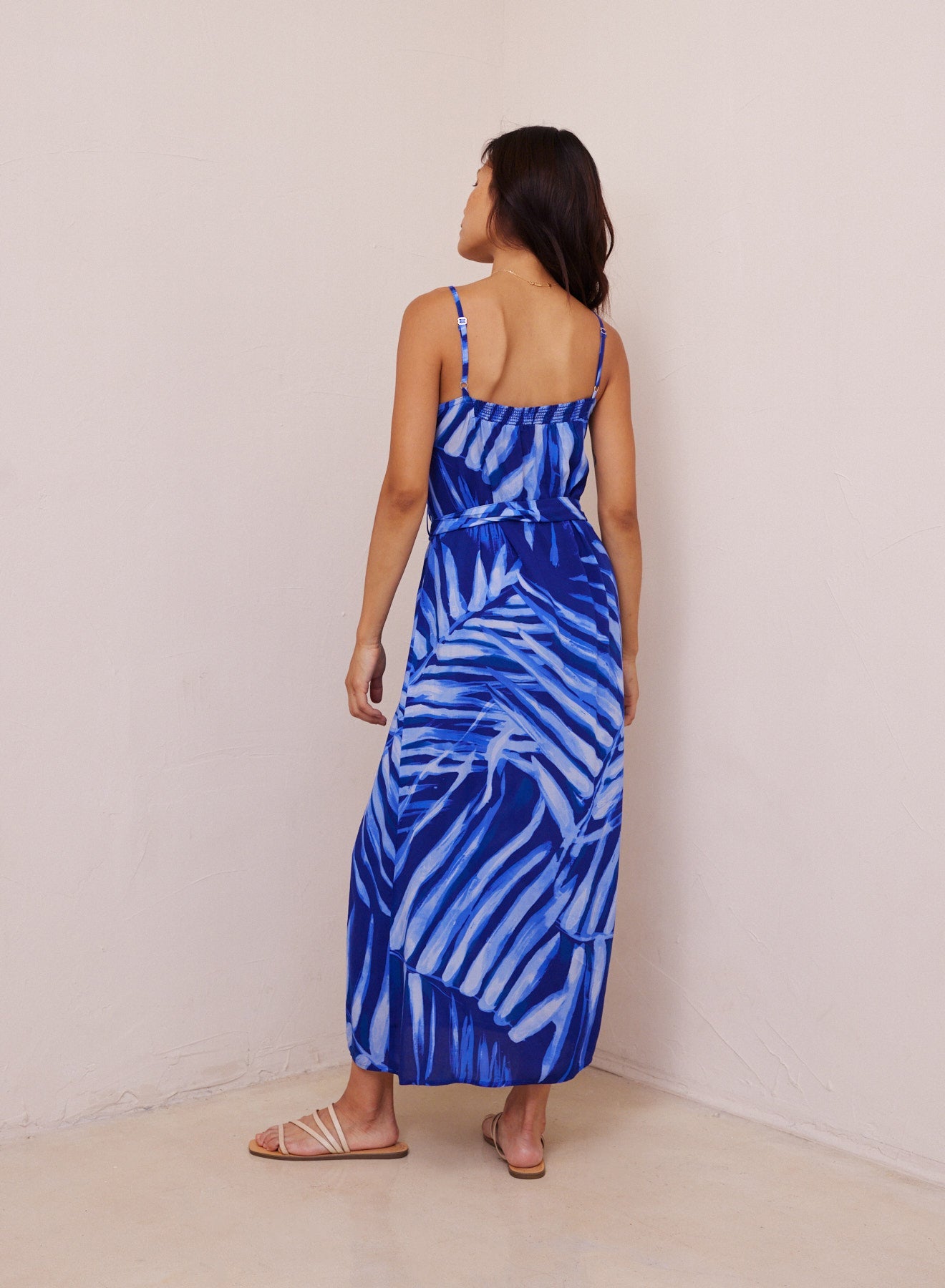 V Neck Midi Dress | Bayside Palm Print