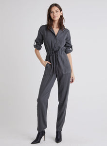 Roll Tab Sleeve Jumpsuit -  Smoke Stack