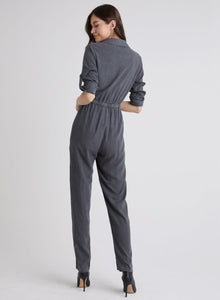 Roll Tab Sleeve Jumpsuit -  Smoke Stack