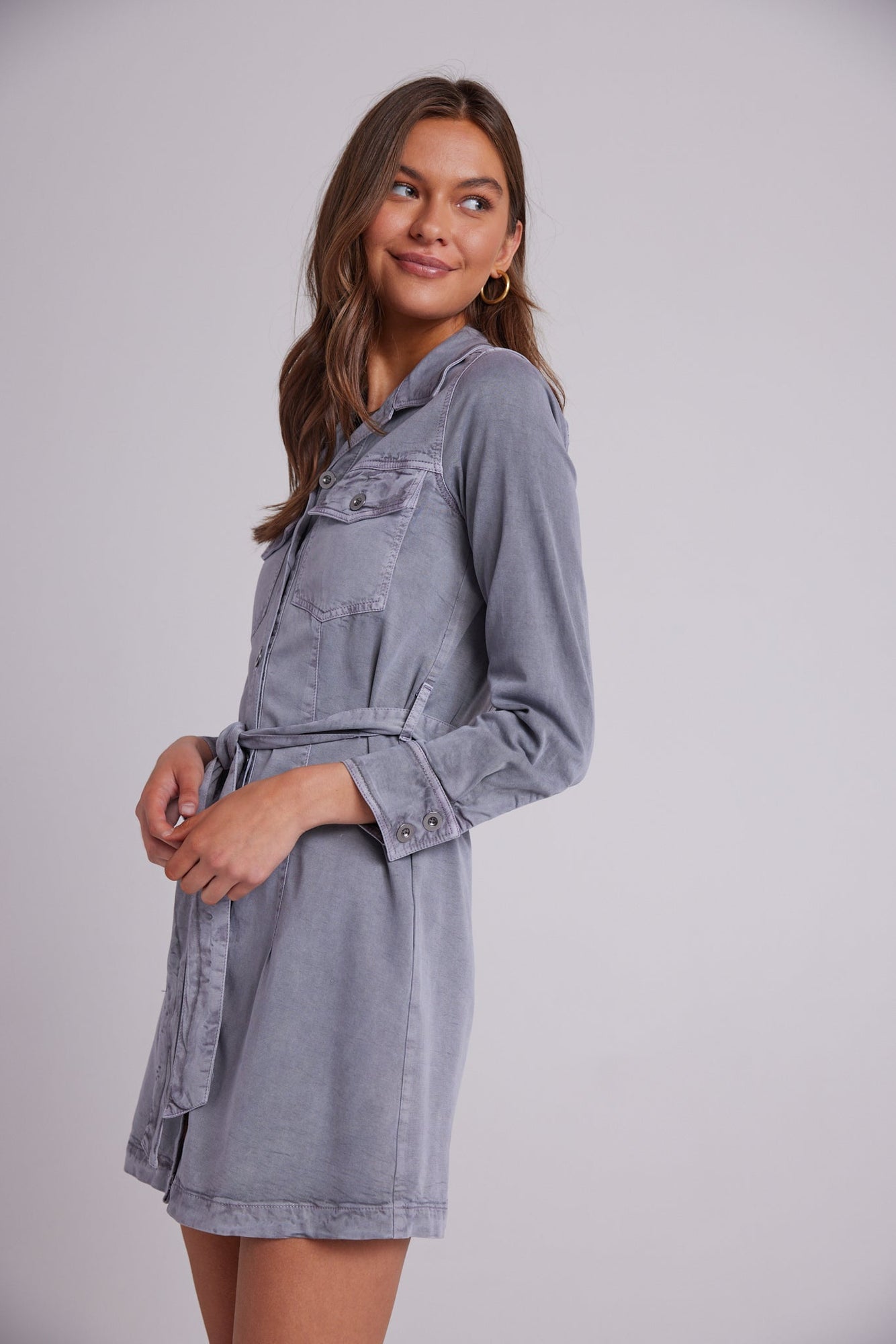 Kennedy - Flap Pocket Shirt Dress - Grey Shadow