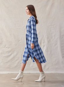 Hi-Lo Maxi Dress - Indigo Heather Plaid