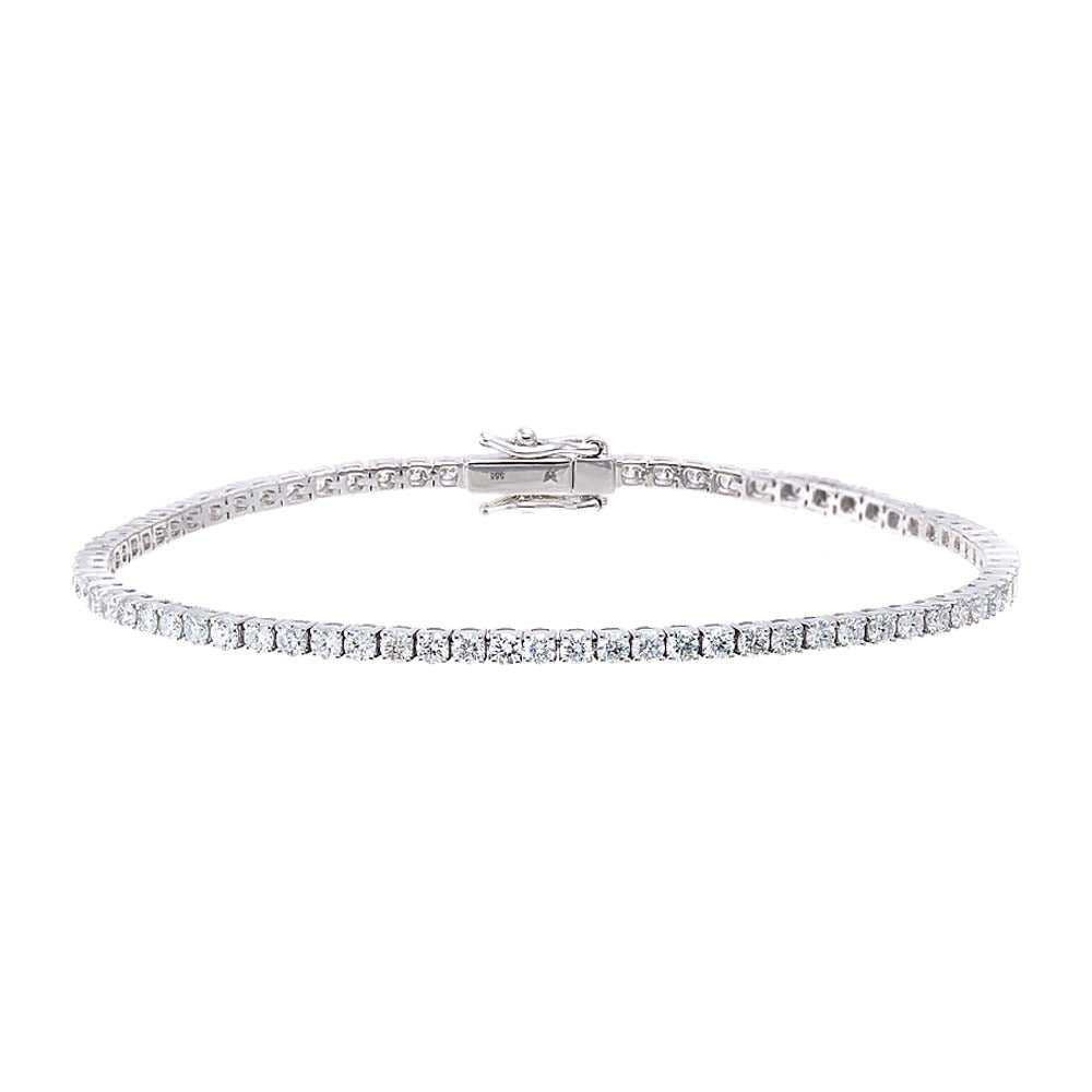 14K White Gold / 3CT Lab Grown Diamond Four Prong Tennis Bracelet 14K - Adina's Jewels