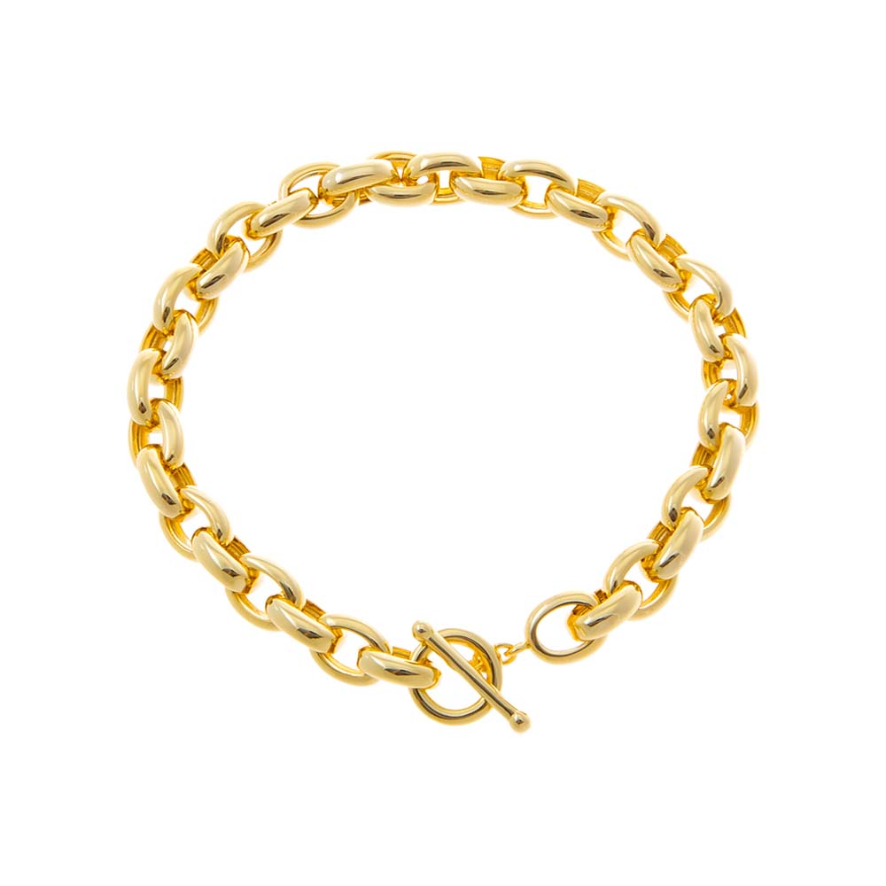 Gold Chunky Chain Link Toggle Bracelet - Adina's Jewels