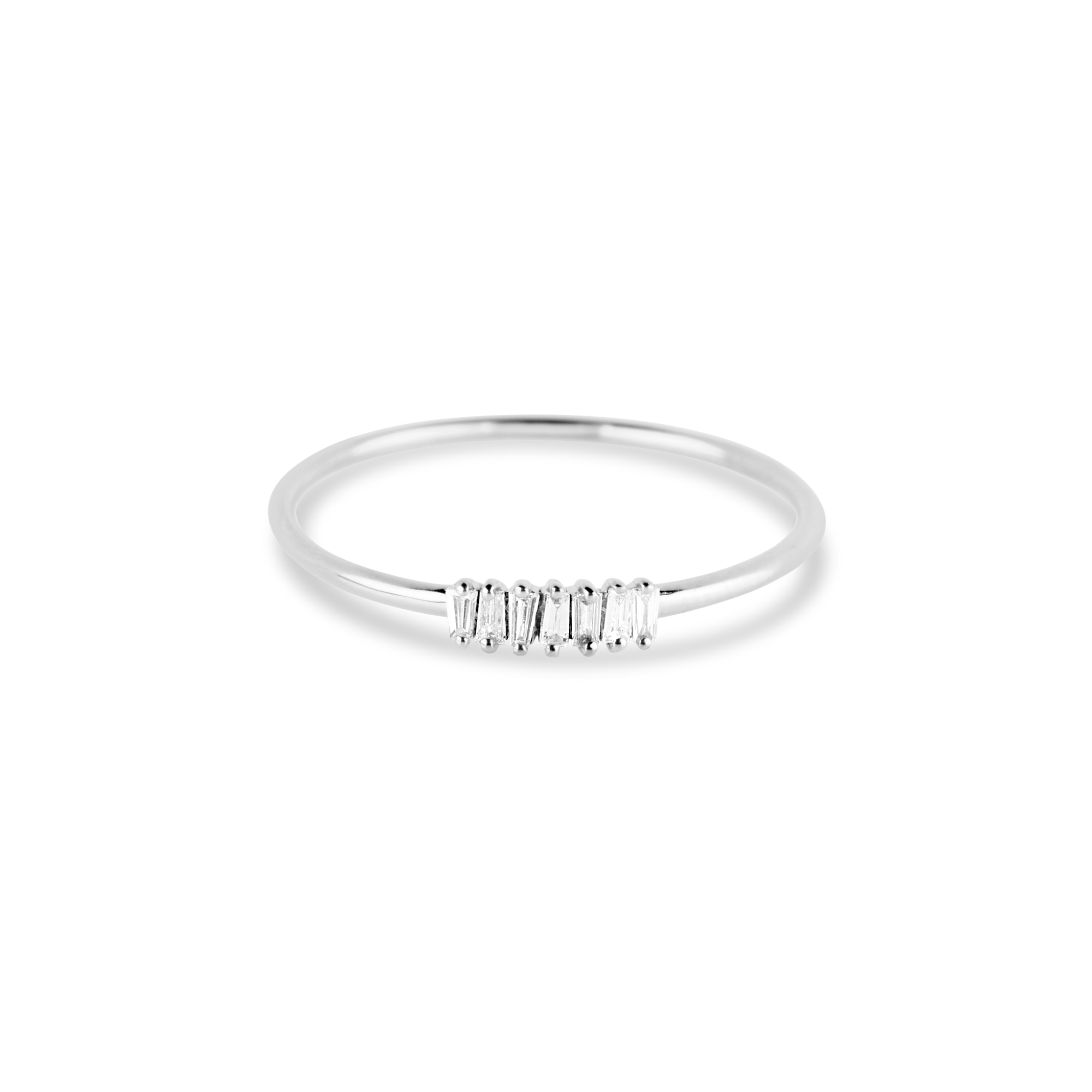 Baguette Diamond Line Ring | 10K White Gold