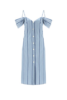 Forte Dei Marmi Off The Shoulder Dress | Blue Striped