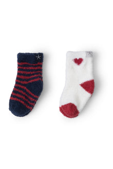Baby | Cozychic Lite Heart Sock Set | Marine/Scarlet