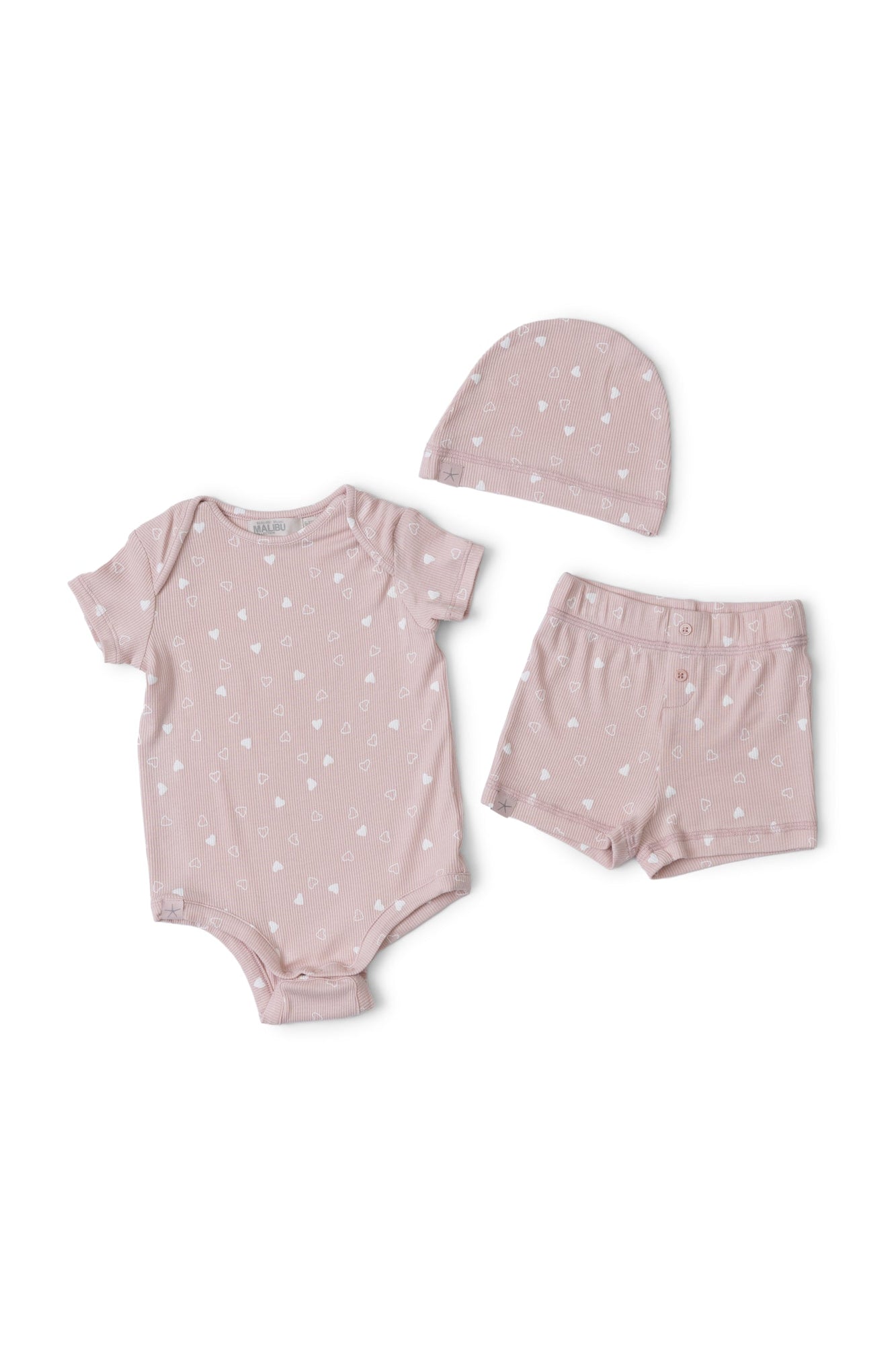 Baby | Ultra Soft Rib Set | Dusty Rose/Pearl