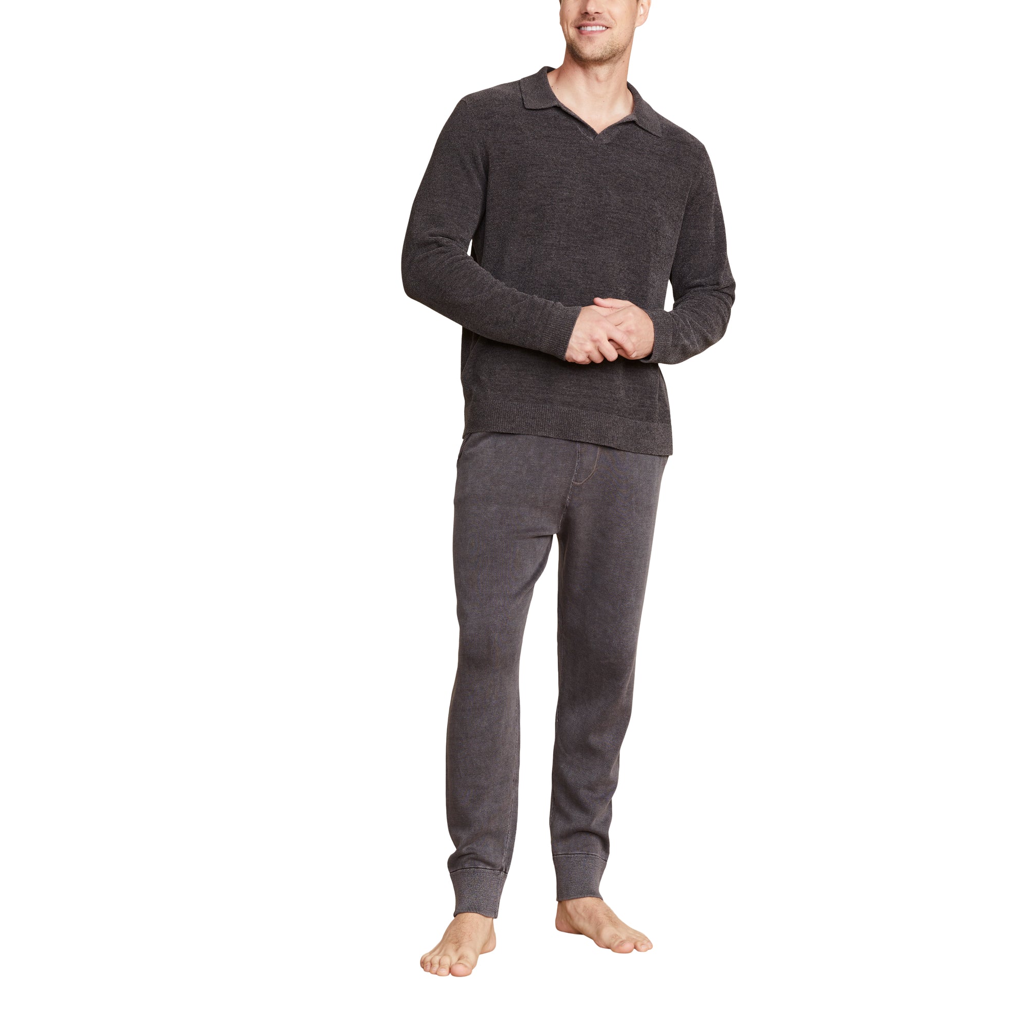 Cozychic Ultra Lite Men's Ribbed Collar Pullover | Carbon