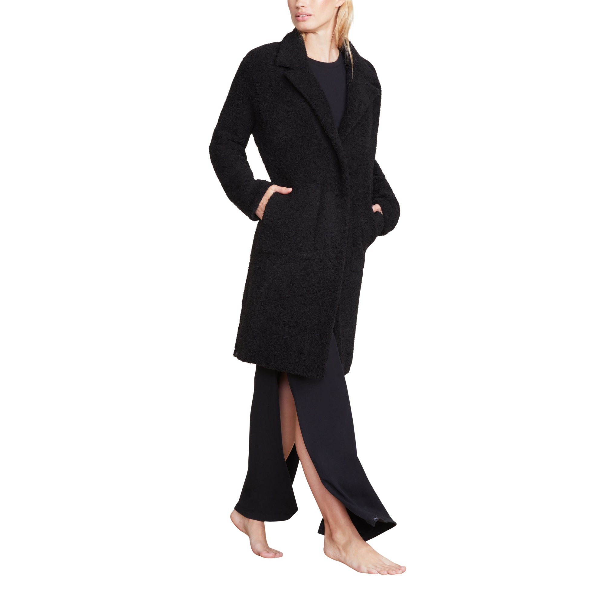 Cozychic Coat With Patch Pockets | Black