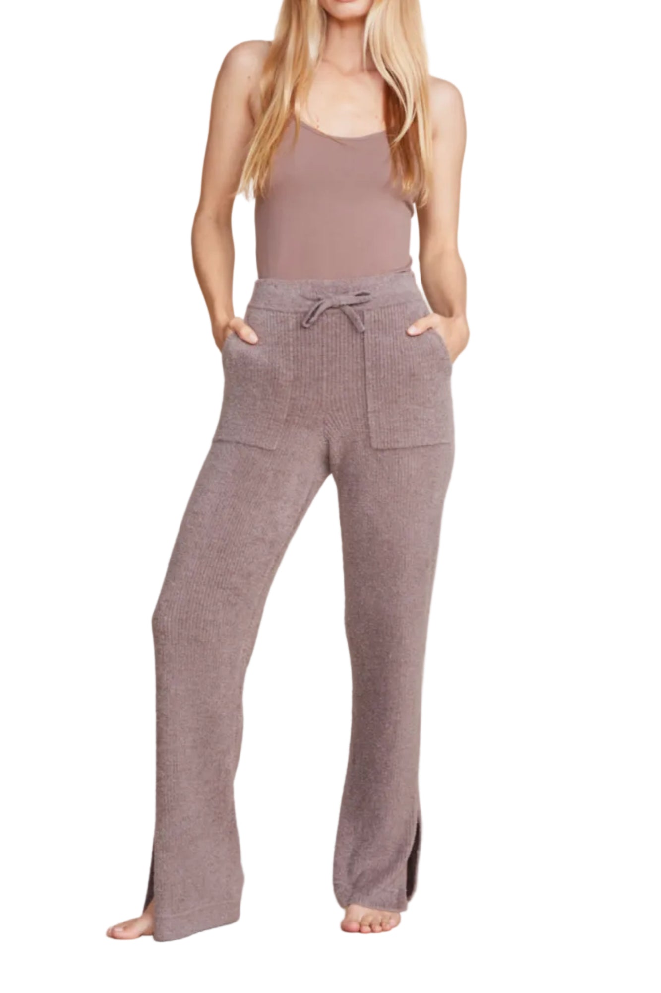 Womens | Cozychic Lite Pinched Seam Slit Pant | Driftwood