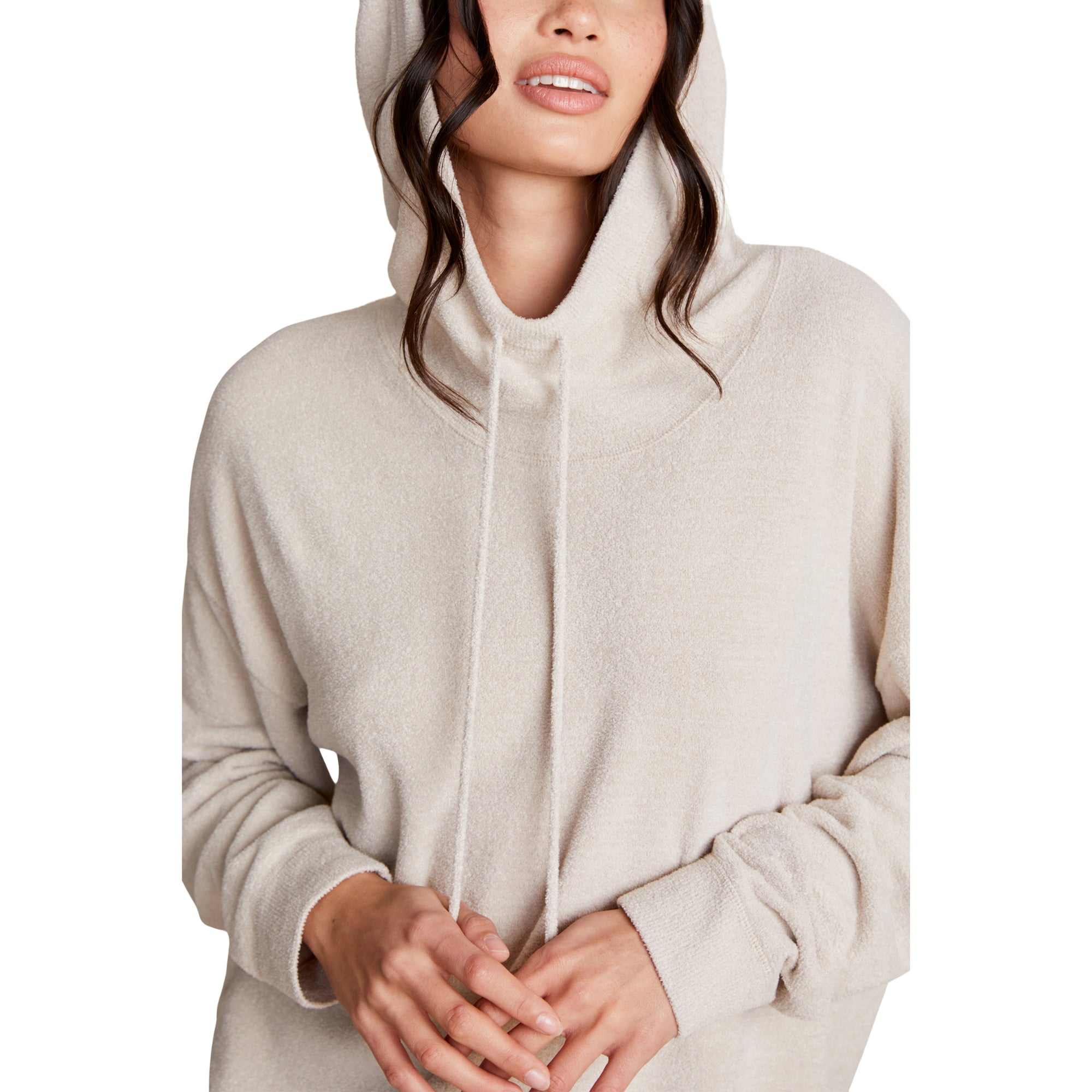 Cozychic Ultra Lite Funnel Neck Hooded Pullover | Bisque