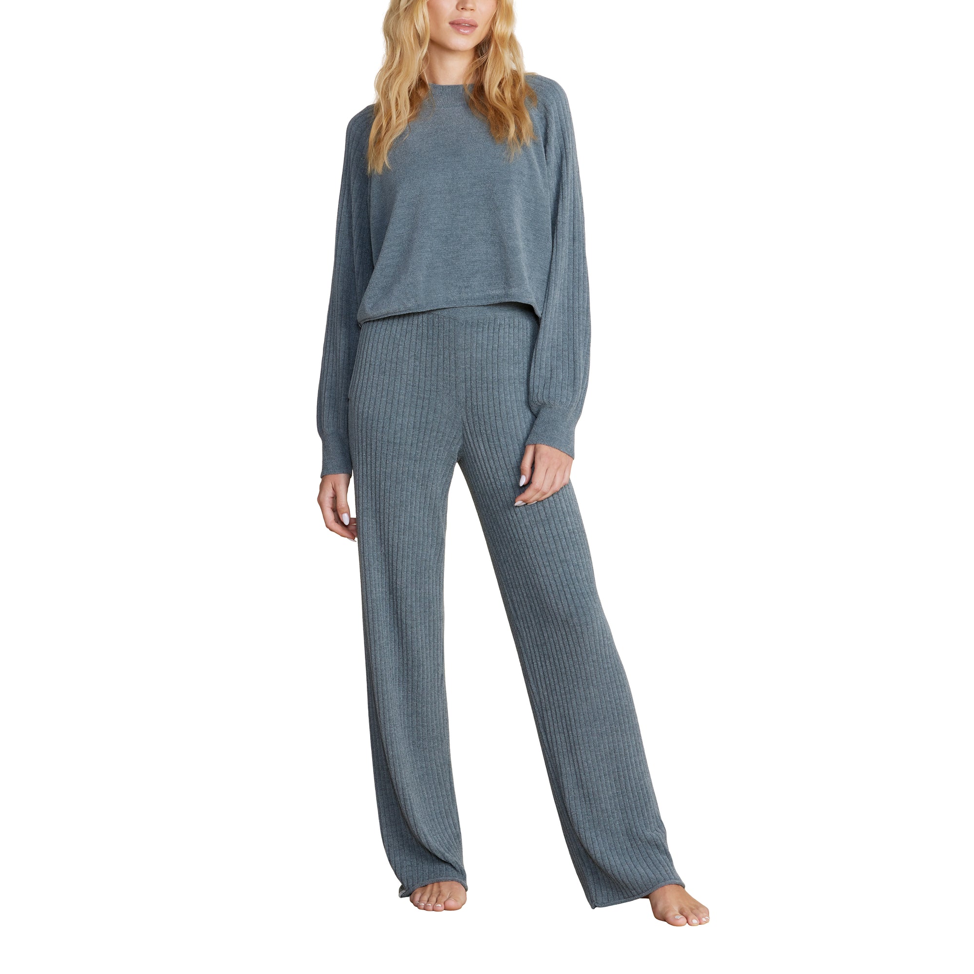 Cozychic Ultra Lite Rib Rolled Edge Pant | Blue Cove