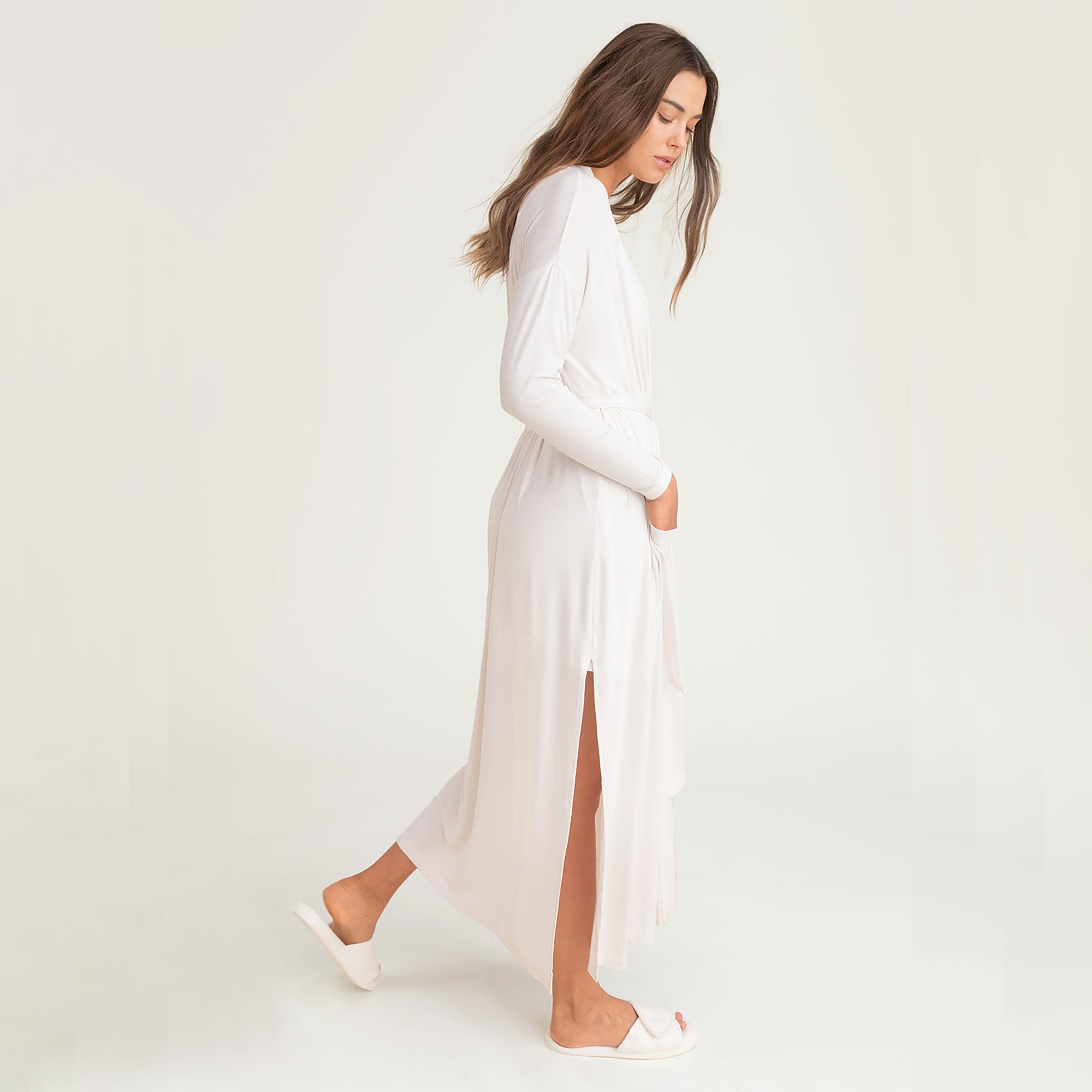 Luxe Milk Jersey Women's Duster Robe | Pearl