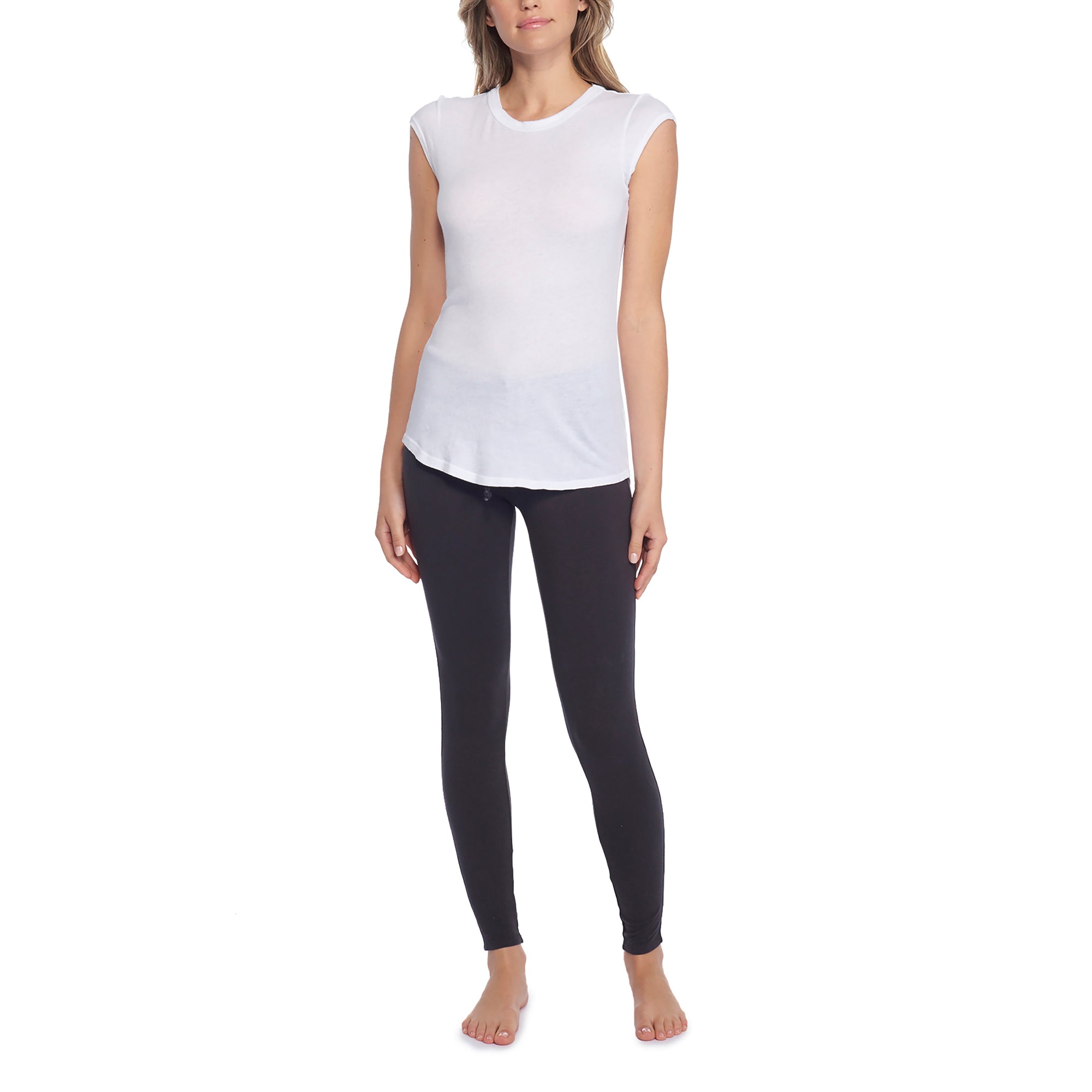 Malibu Collection WoMen's Loose Jersey Cap Sleeve Tee | White