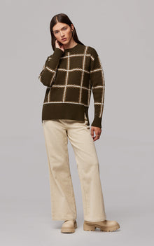 Belen Responsible Wool Blend Jacquard Plaid Sweater | Cedar