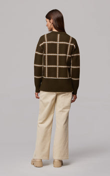 Belen Responsible Wool Blend Jacquard Plaid Sweater | Cedar