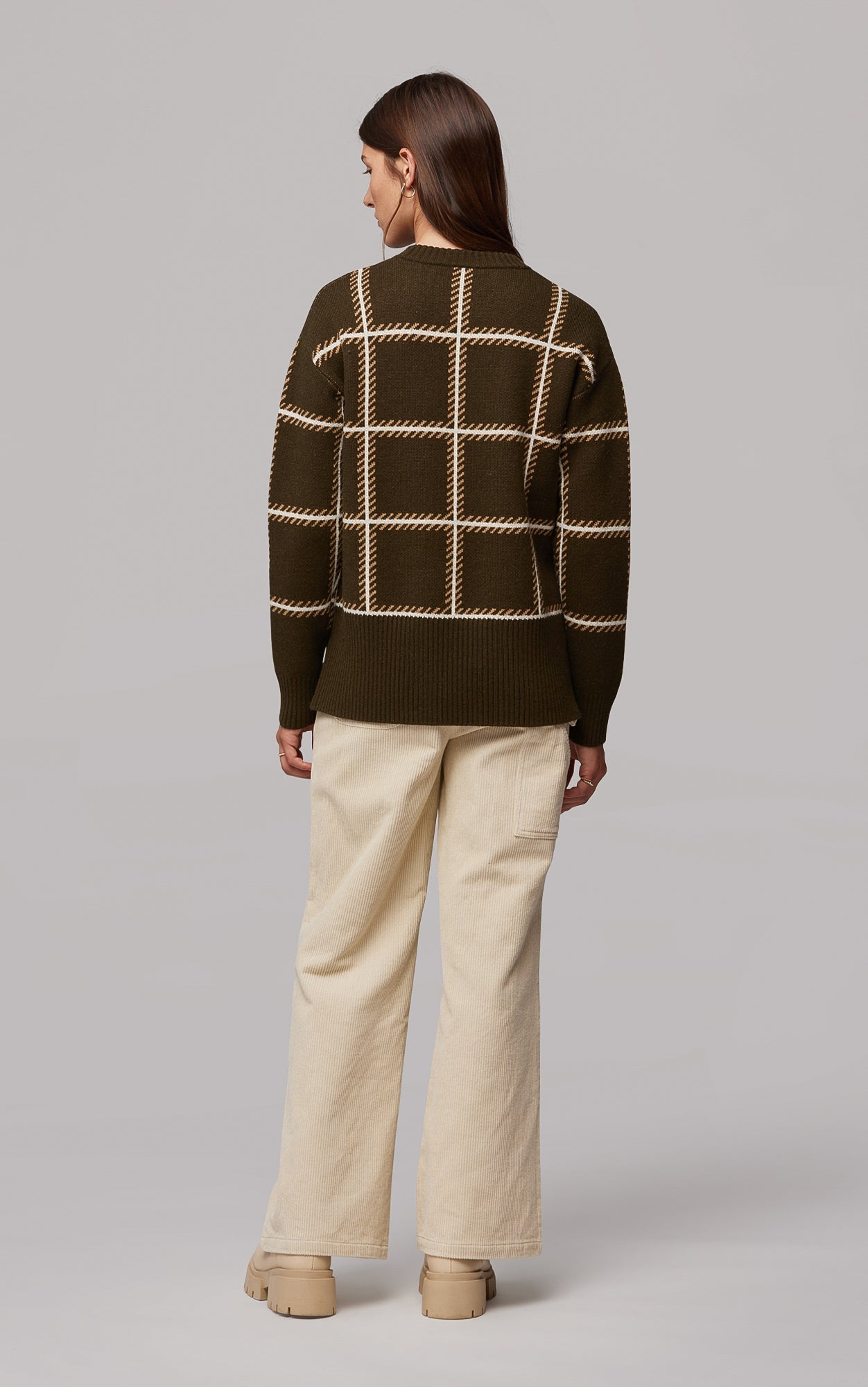 Belen Responsible Wool Blend Jacquard Plaid Sweater | Cedar