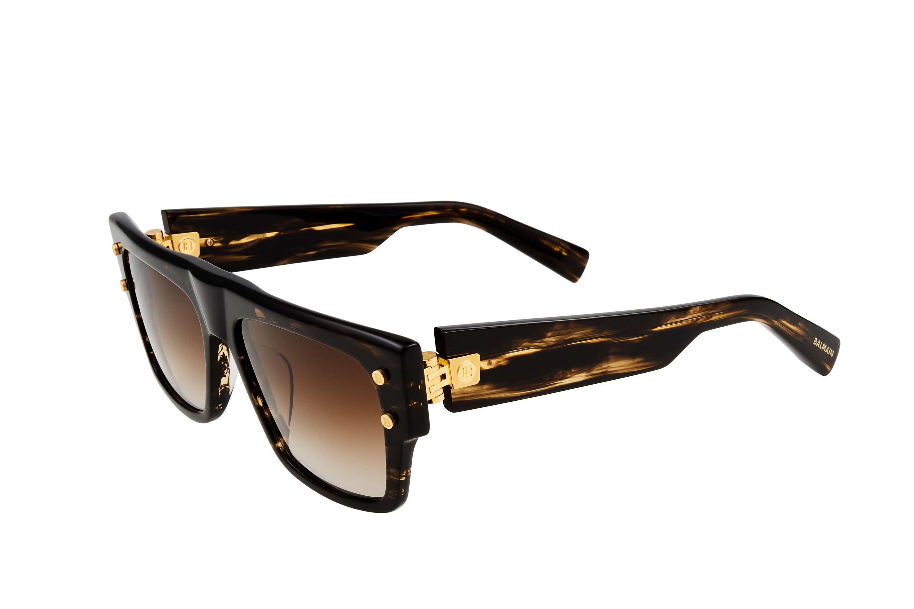 Unisex | B - III Sunglass | Dark Brown Swirl - Gold  | Dark Brown Gradient