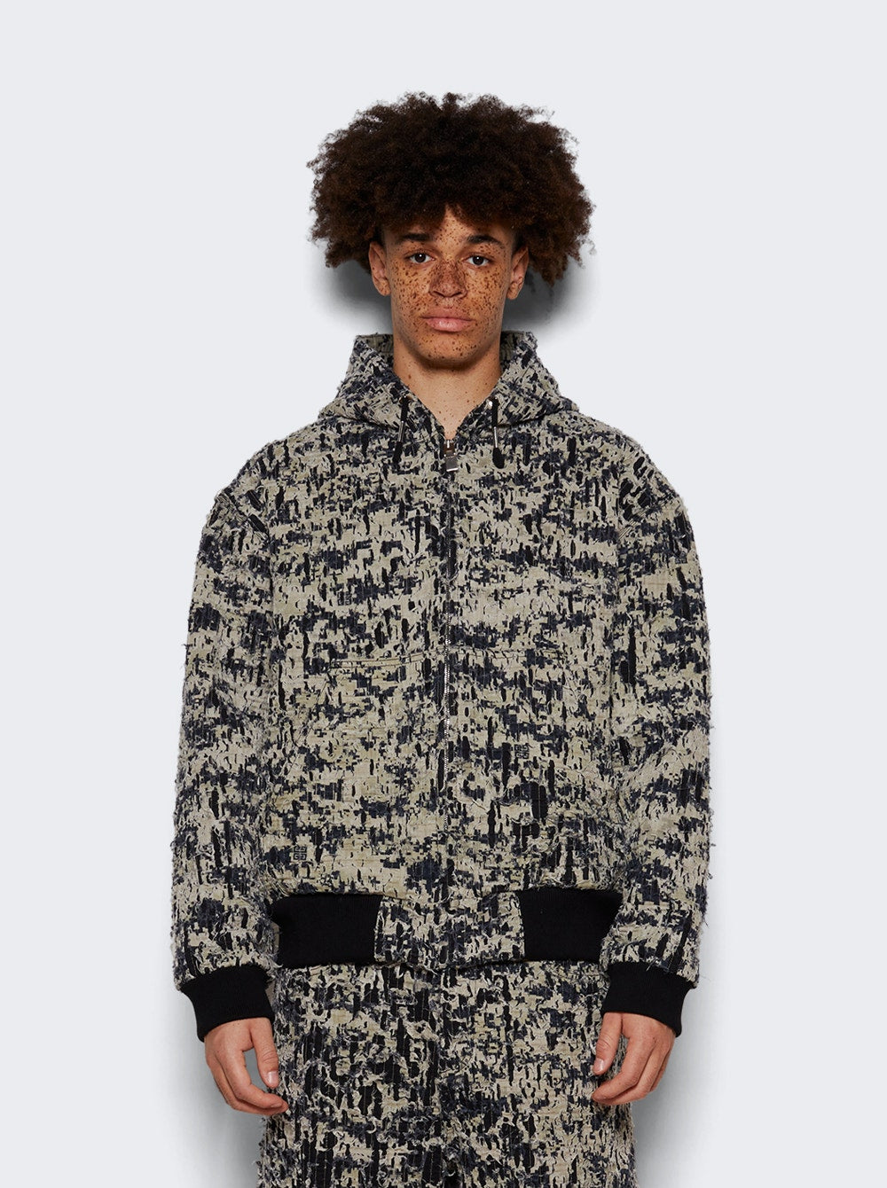 Men | Givenchy | Lined Denim Hoodie | Beige & Black