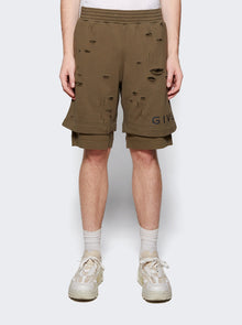 Men | Givenchy | Destroyed Felpa Bermuda Shorts | Khaki