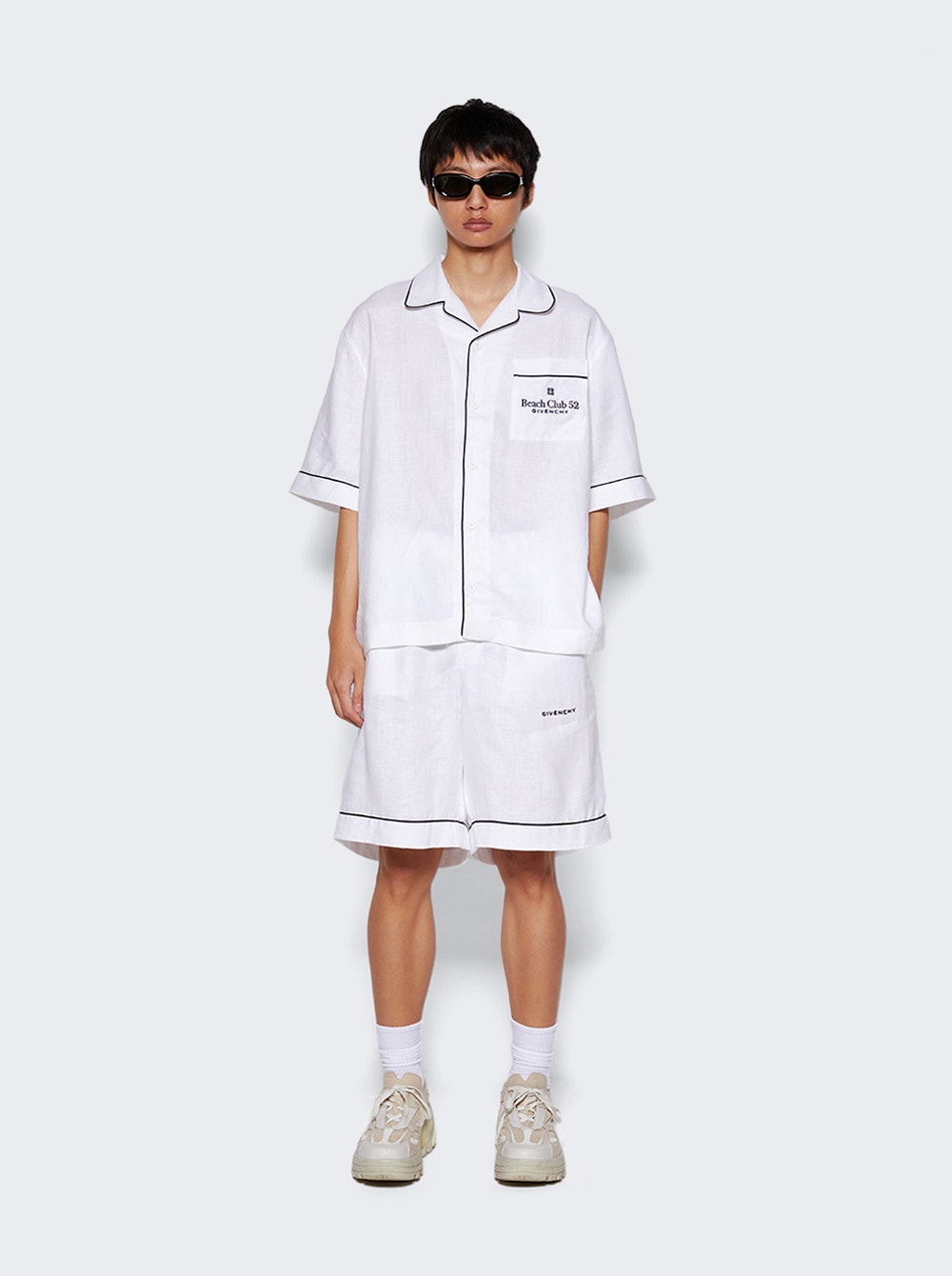 Men | Givenchy | Fluid Linen Shorts | Optic White