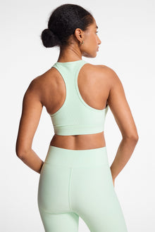 Bandier | Center Stage Rib Bra | Dusty Aqua