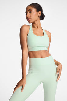Bandier | Center Stage Rib Bra | Dusty Aqua