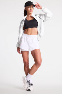 Bandier | Contrast Run Short | White/Navy Blazer
