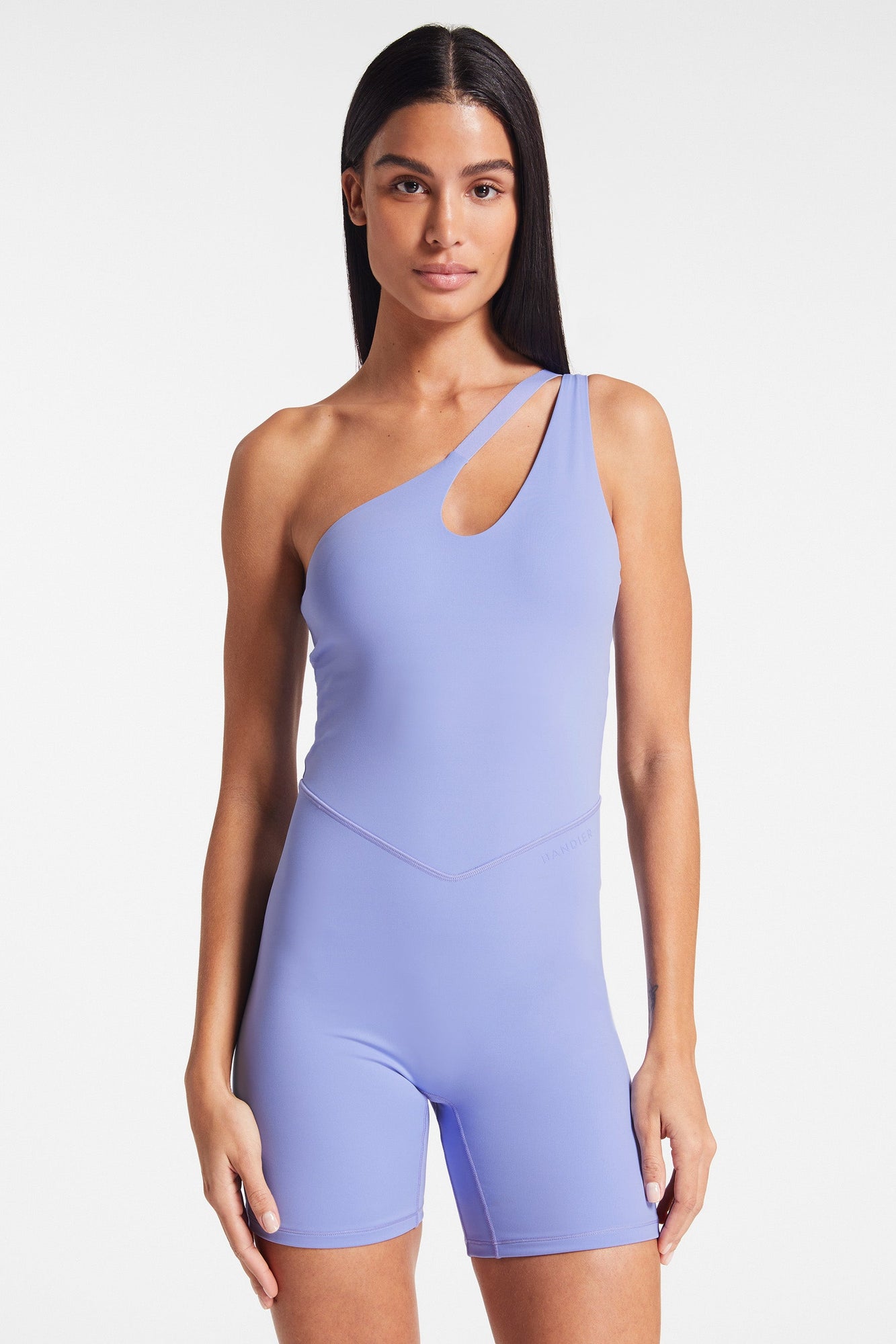 Bandier | Asymmetric Tempo Short Catsuit | Jacaranda