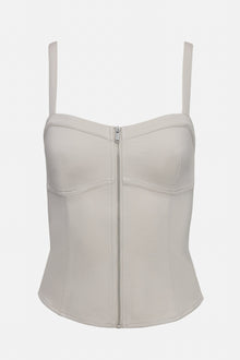 Bandier | Lenox Knit Corset Tank | Pumice Stone