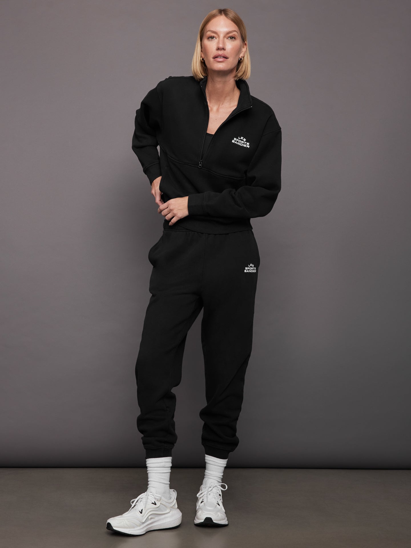 Bandier | Les Sports Bandier 1/2 Zip Sweatshirt | Black/White