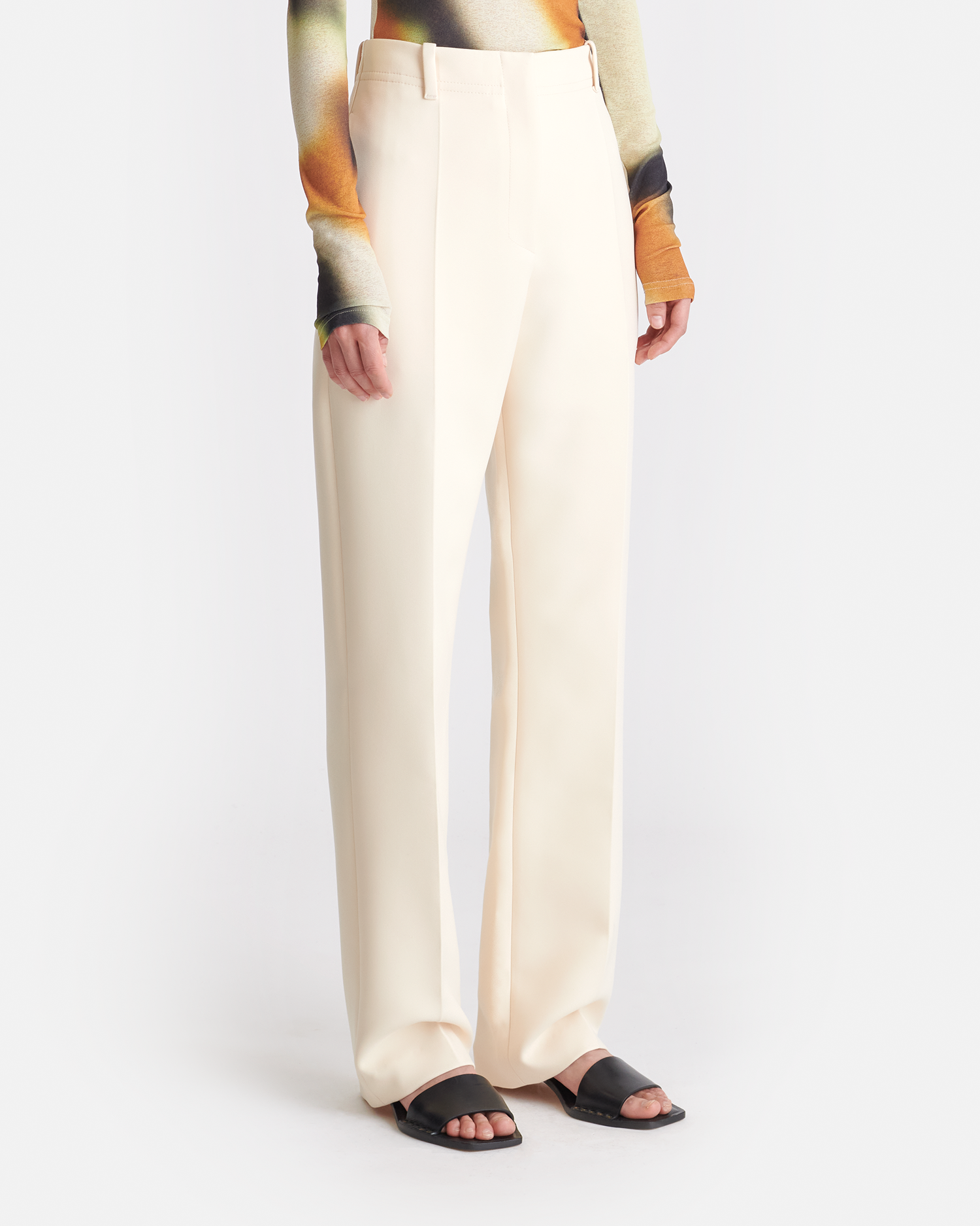 Womens | Loren Double Suiting Straight-Leg Pants | Creme