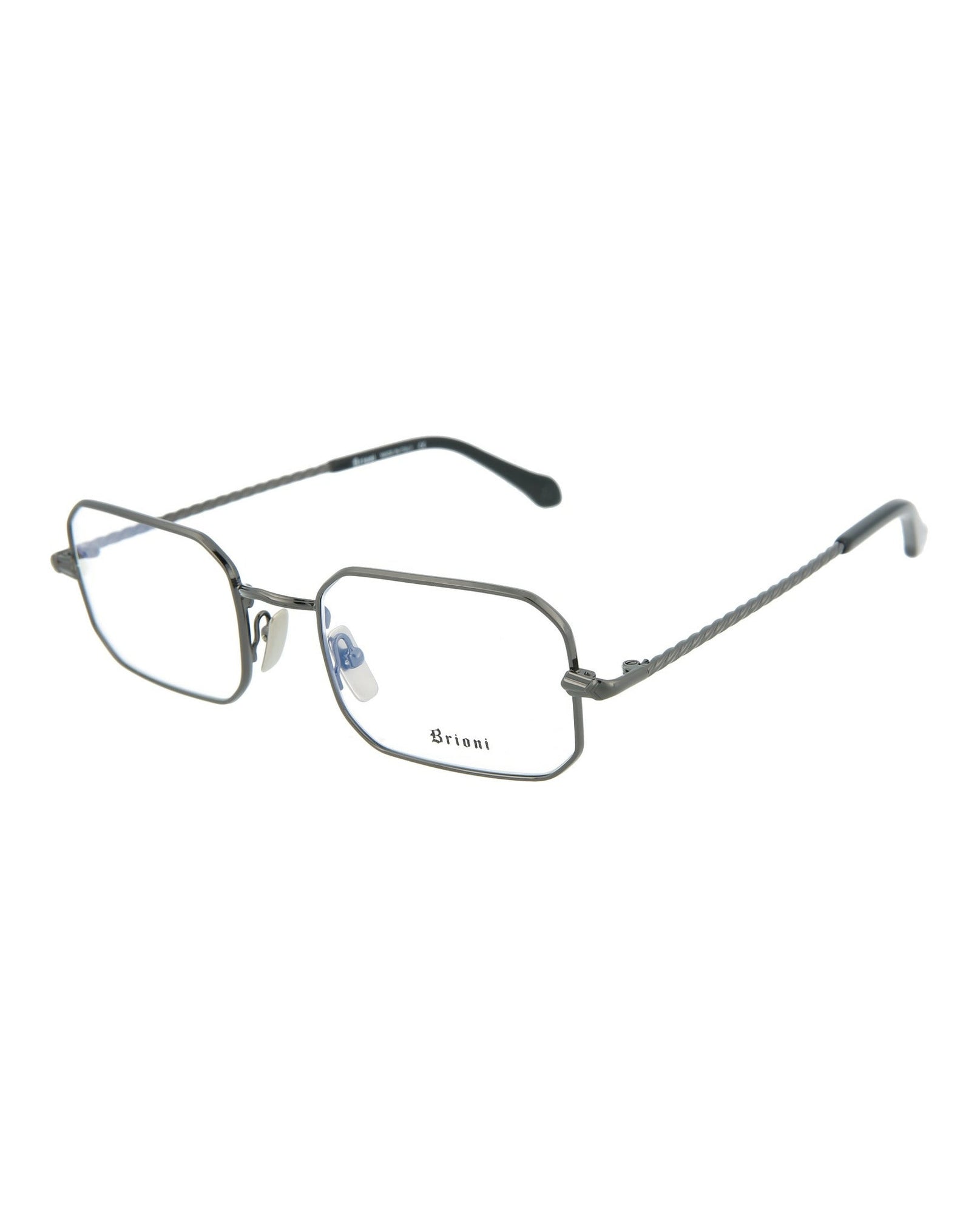 Brioni Square Metal Optical Frames | Ruthenium