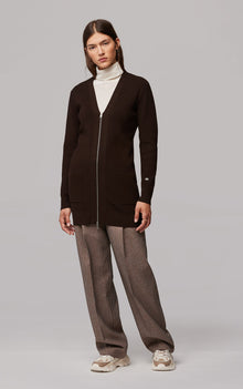 Brigida Semi-Fitted Sustainable Knitted Ribbed Cardigan | Oak