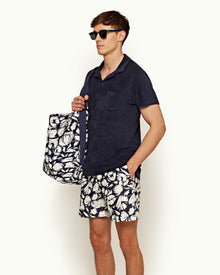 Bulldog Navy/White Sand Mid-Length Floral Swim Shorts | Navy/White Sand
