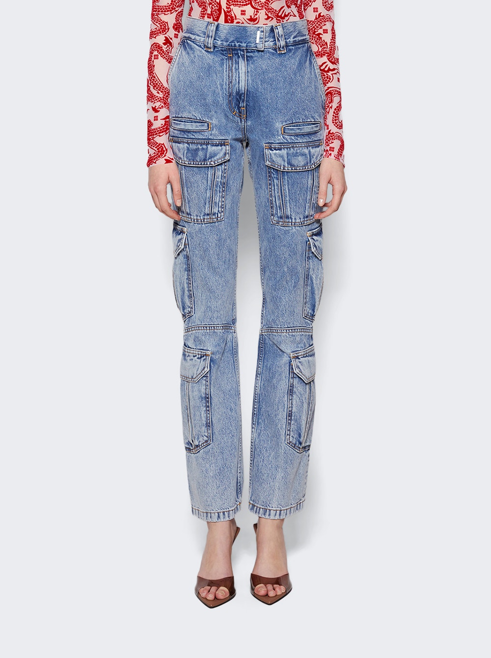 Women | Givenchy | Cargo Boot Cut Jeans | Light Blue