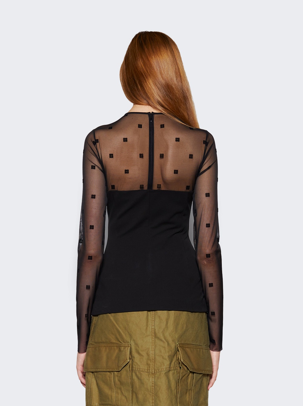 Women | Givenchy | 4g Tulle Long Sleeve Top | Black
