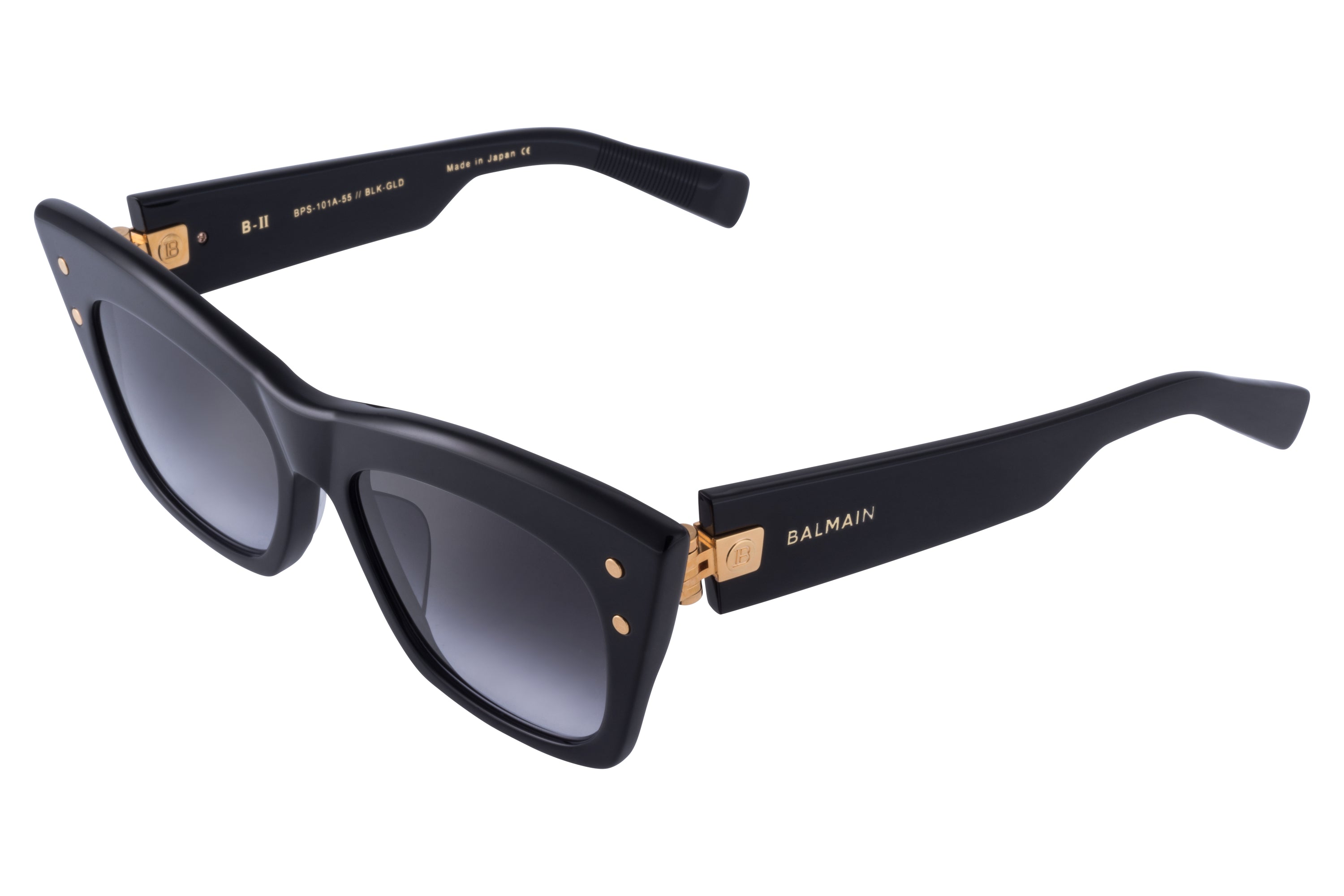 Womens | B - II Sunglass | Black - Gold | Dark Grey Gradient