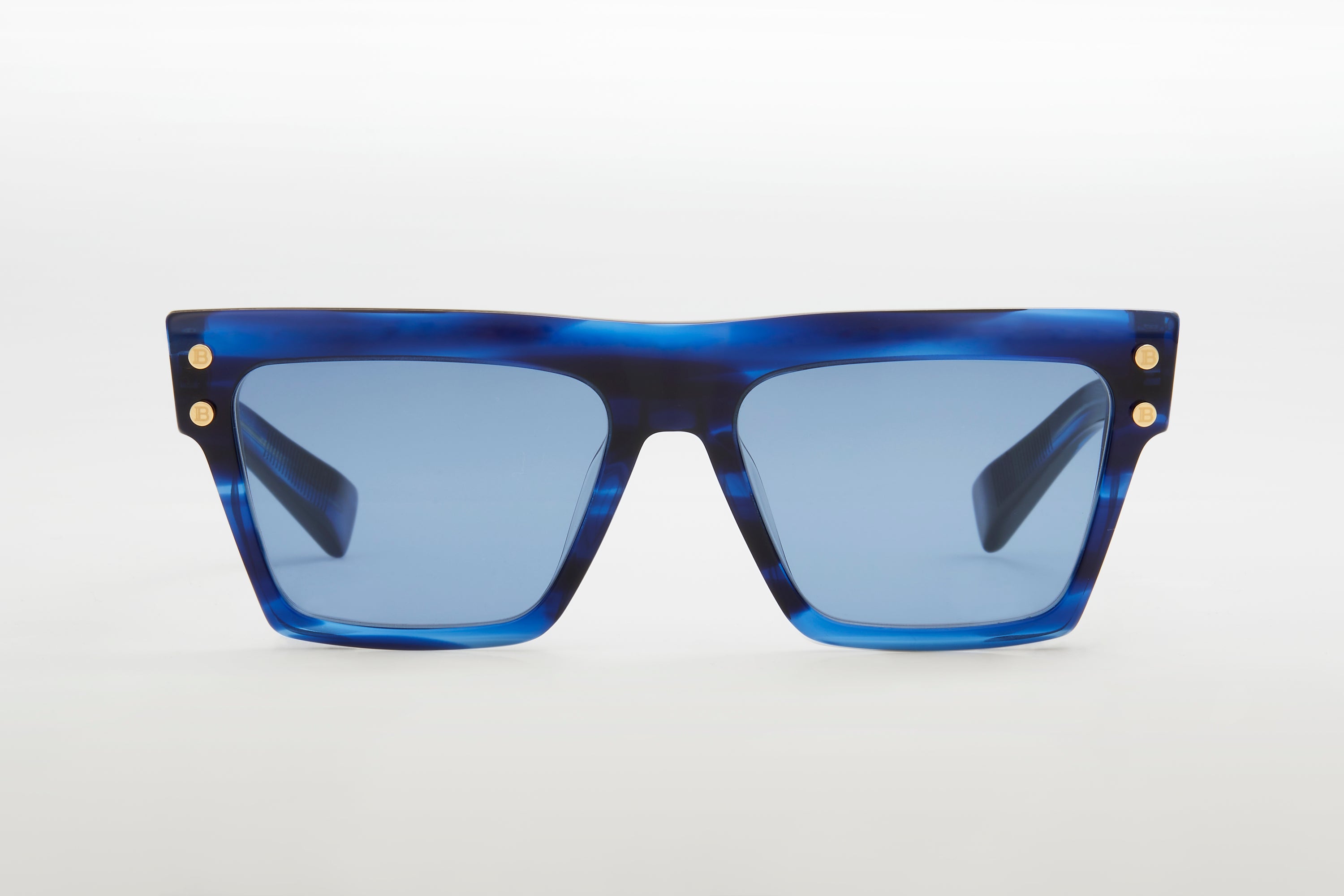 Unisex | B - V Sunglass | Blue Swirl - Gold | Blue