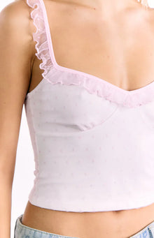 Bambi Frill Top | Pink and White Polka Dot